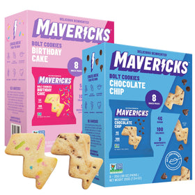 MAVERICKS Bolt Cookies variety pack front box for quick lunchbox snacking.