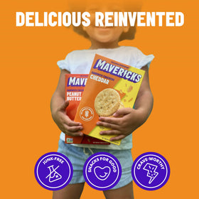 MAVERICKS plant-based crackers free from animal products for flexitarian meals.