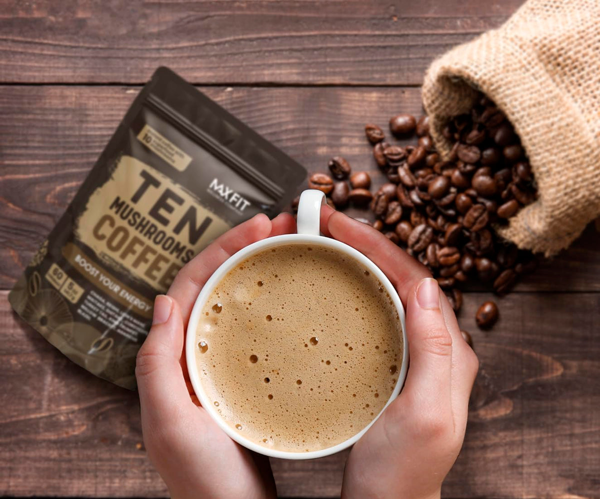 MAX FIT blend featuring chaga and reishi for depth of flavor.