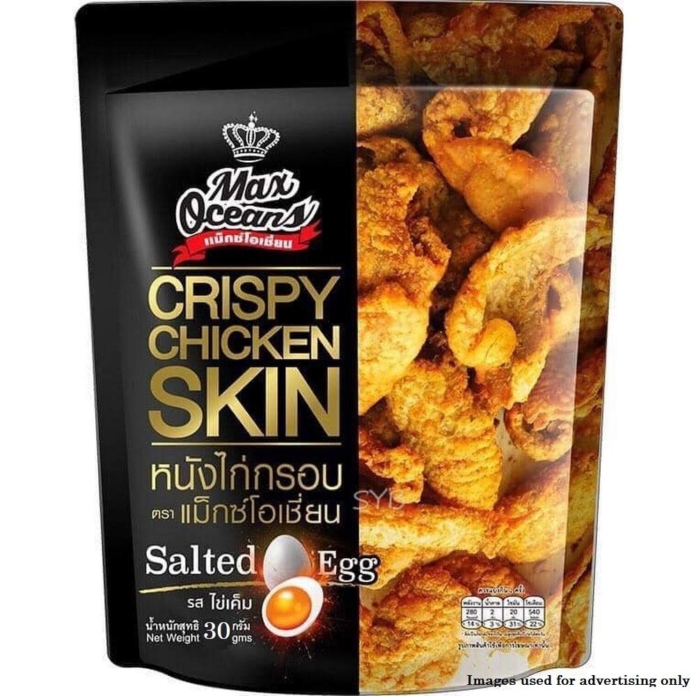 Max Oceans Crispy Chicken Skin Salted Egg 4-pack, convenient snack