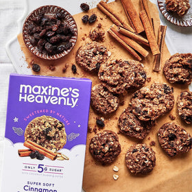 Maxine's Heavenly cookies packaging shown, ideal for gifting gluten-free treats