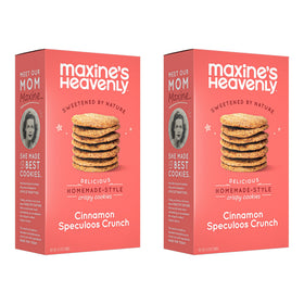 Maxine's Heavenly crispy cinnamon cookies on a plate, snack-ready vegan treat.