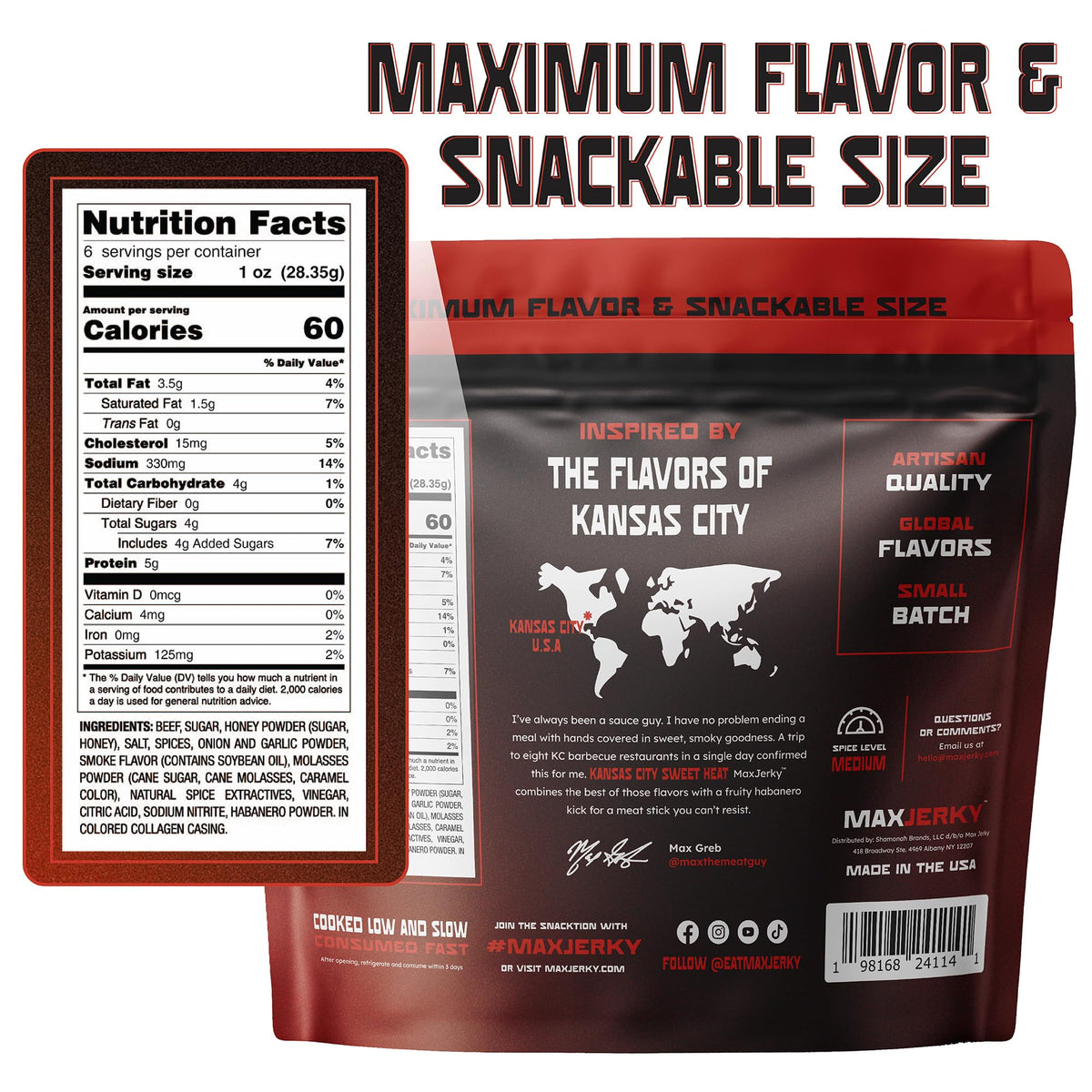 MAXJERKY High-protein snack bites, ideal for on-the-go