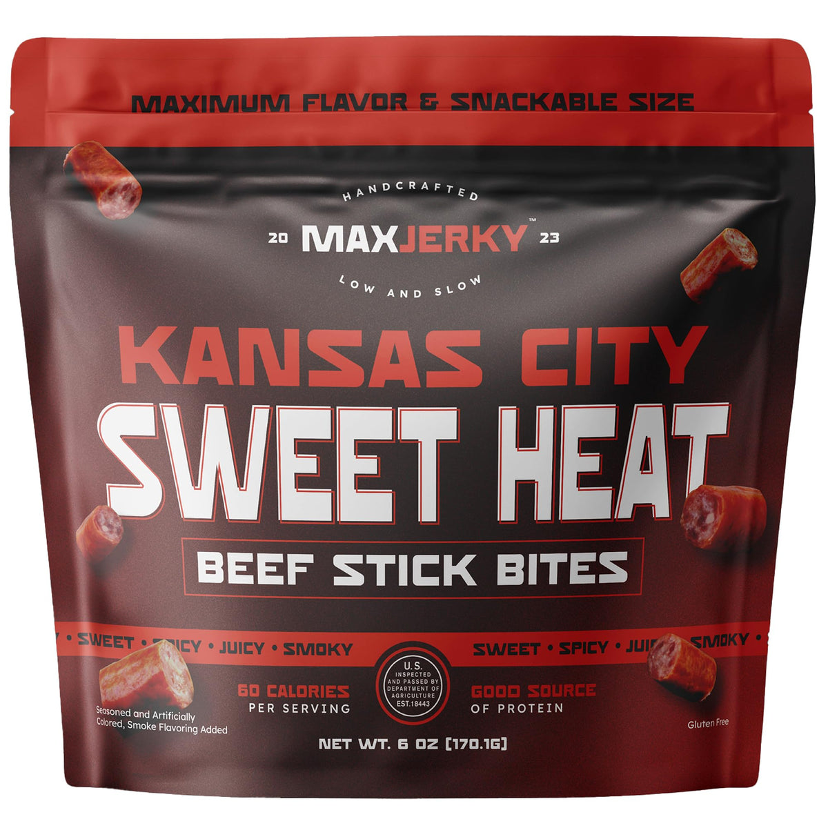 MAXJERKY Kansas City Sweet Heat bites pack image, high-protein snack