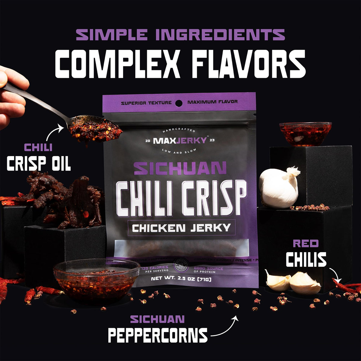 MaxJerky Slow-cooked texture delivering tender chew and flavor release
