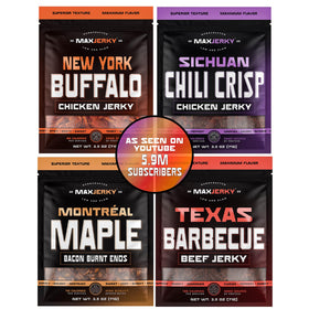 MaxJerky Texas BBQ Beef Jerky on board with bold flavor, ideal for on-the-go snacking