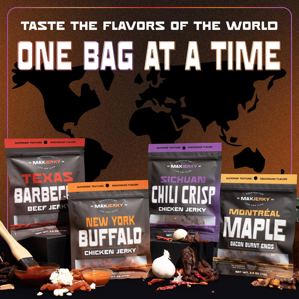 MaxJerky Variety Pack box with four flavors for sharing or tasting