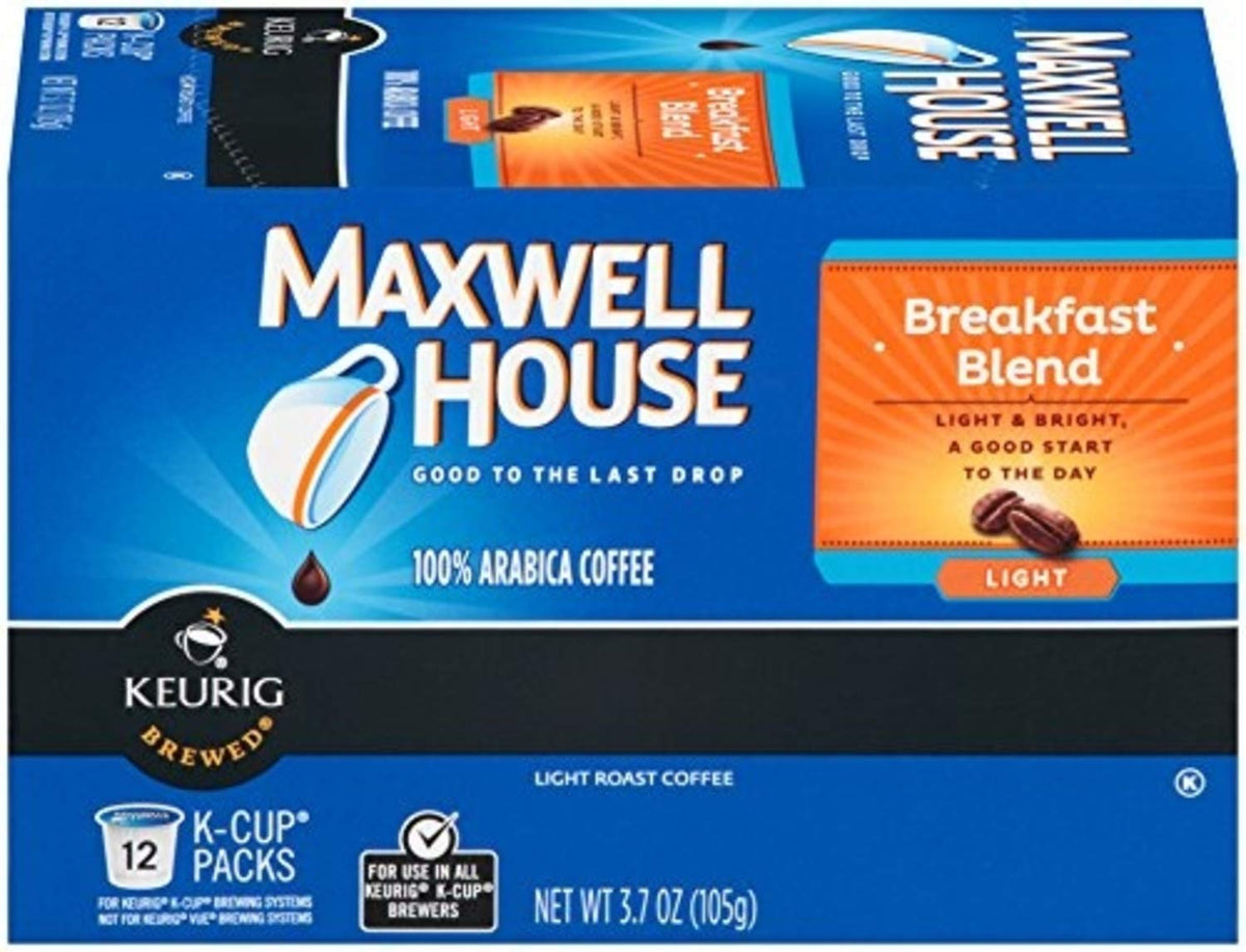Maxwell House Breakfast Blend K-Cup Pods close up showing consistent grind.