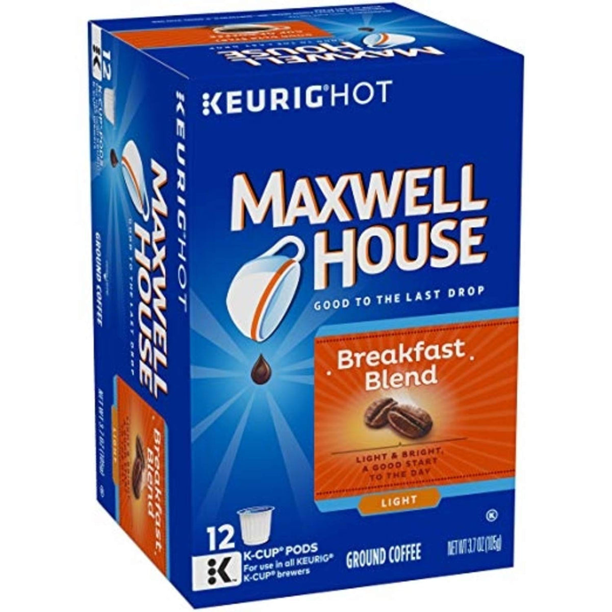 Maxwell House Breakfast Blend K-Cup Pods 12-count pack for easy weekly supply.