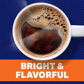 MAXWELL HOUSE steaming cup of coffee with bright, approachable flavor