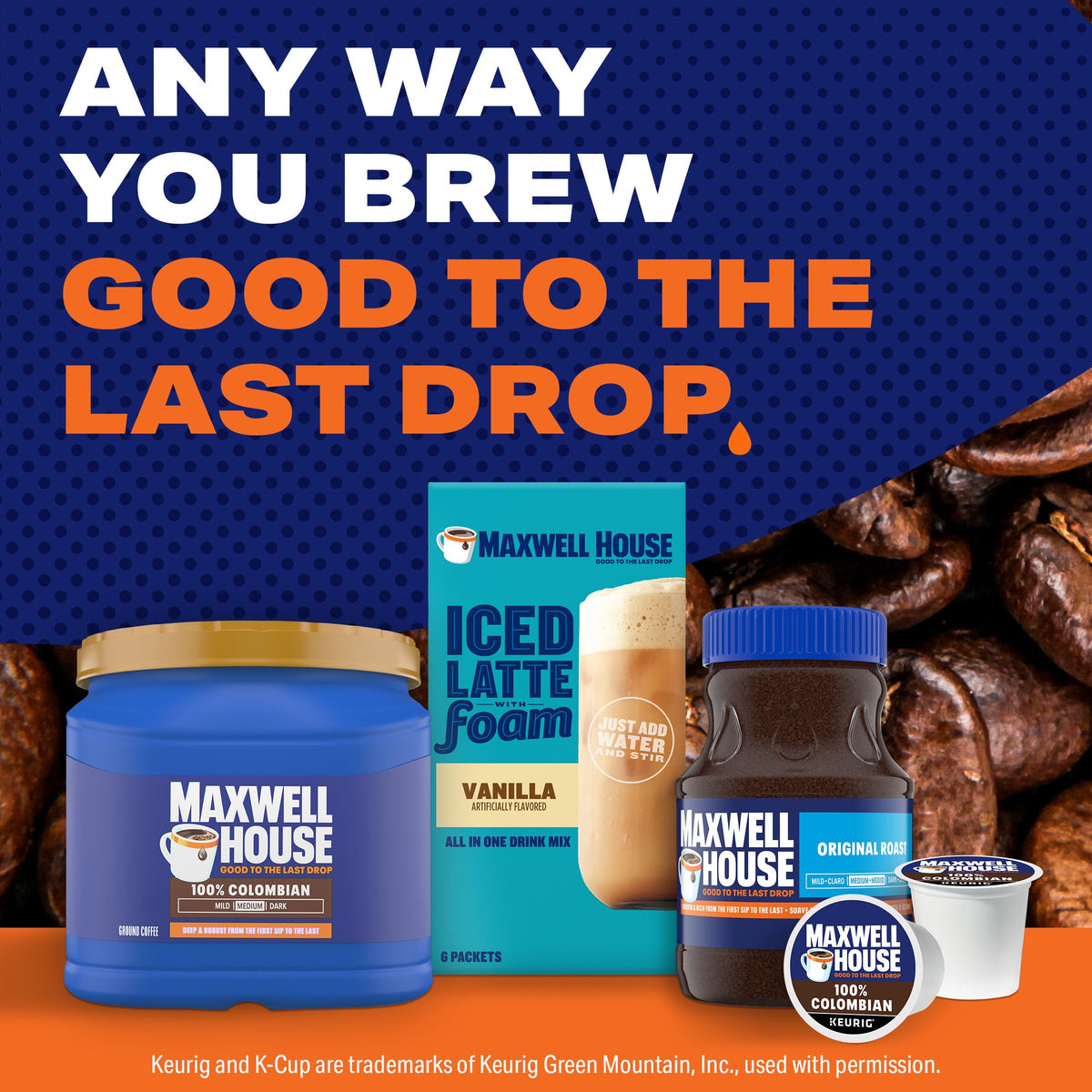 Maxwell House Colombian roast scent evoking cozy mornings and balanced flavor.