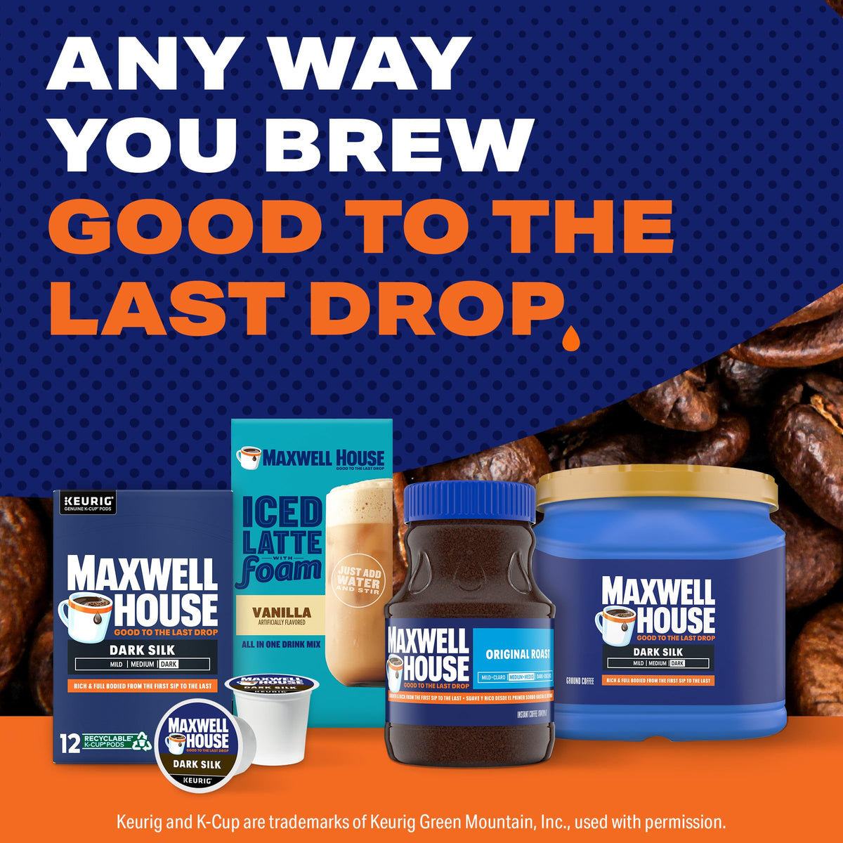 Morning ritual with Maxwell House Dark Silk coffee for a smooth start.