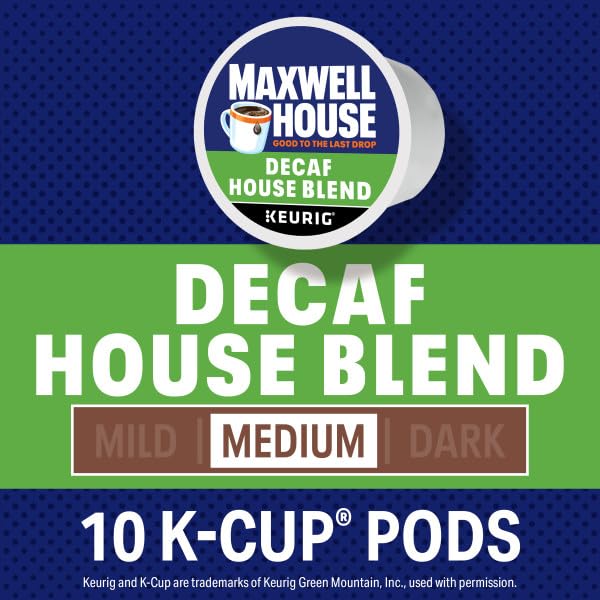 Maxwell House Decaf House Blend aroma steams from a fresh cup.