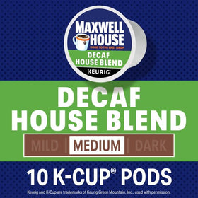 Maxwell House Decaf House Blend aroma steams from a fresh cup.