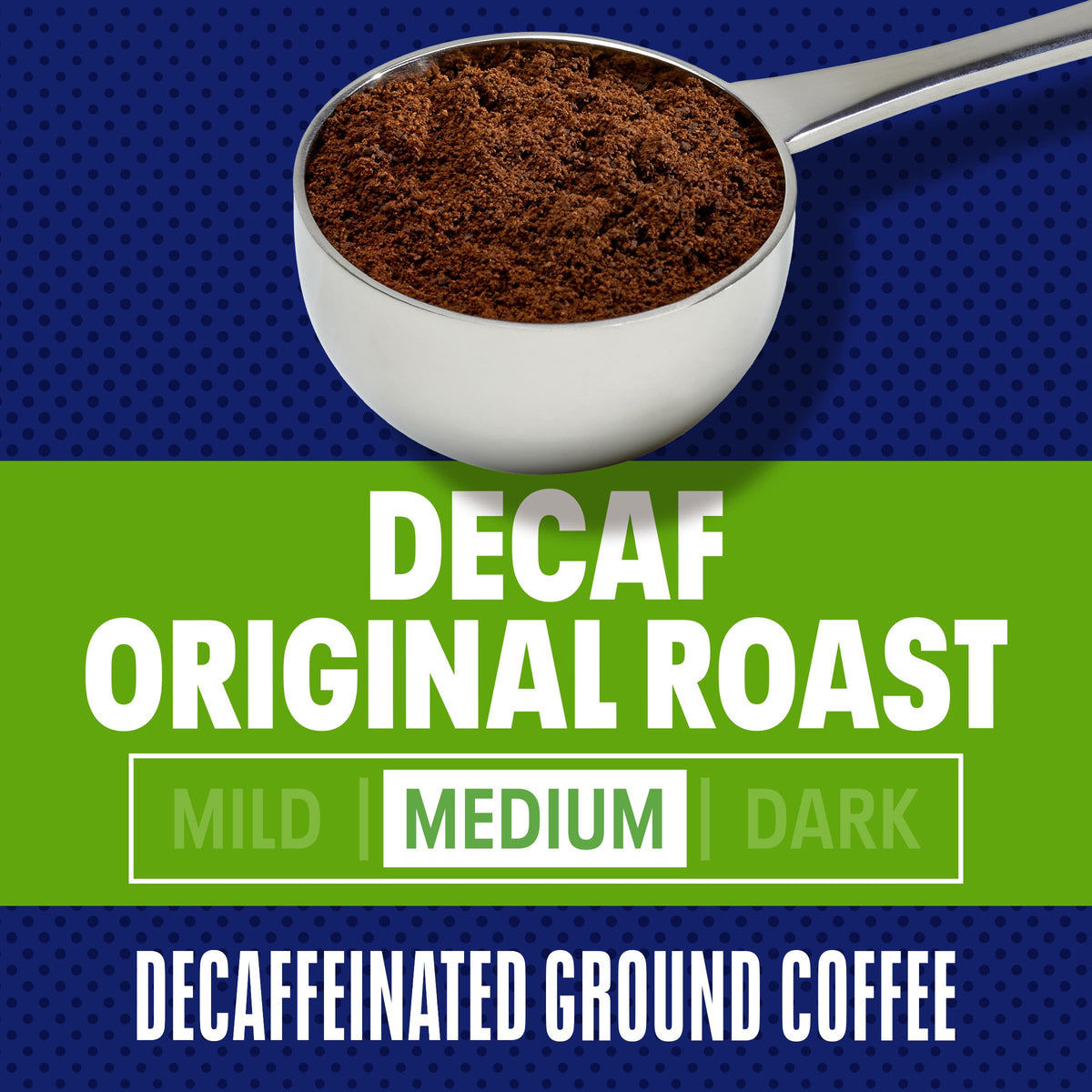 Maxwell House decaf medium-roast Arabica and Robusta beans delivering balanced flavor.