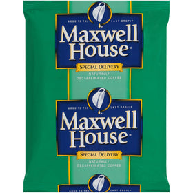 Maxwell House Decaf Special Delivery packets displayed for fast, self-serve service.