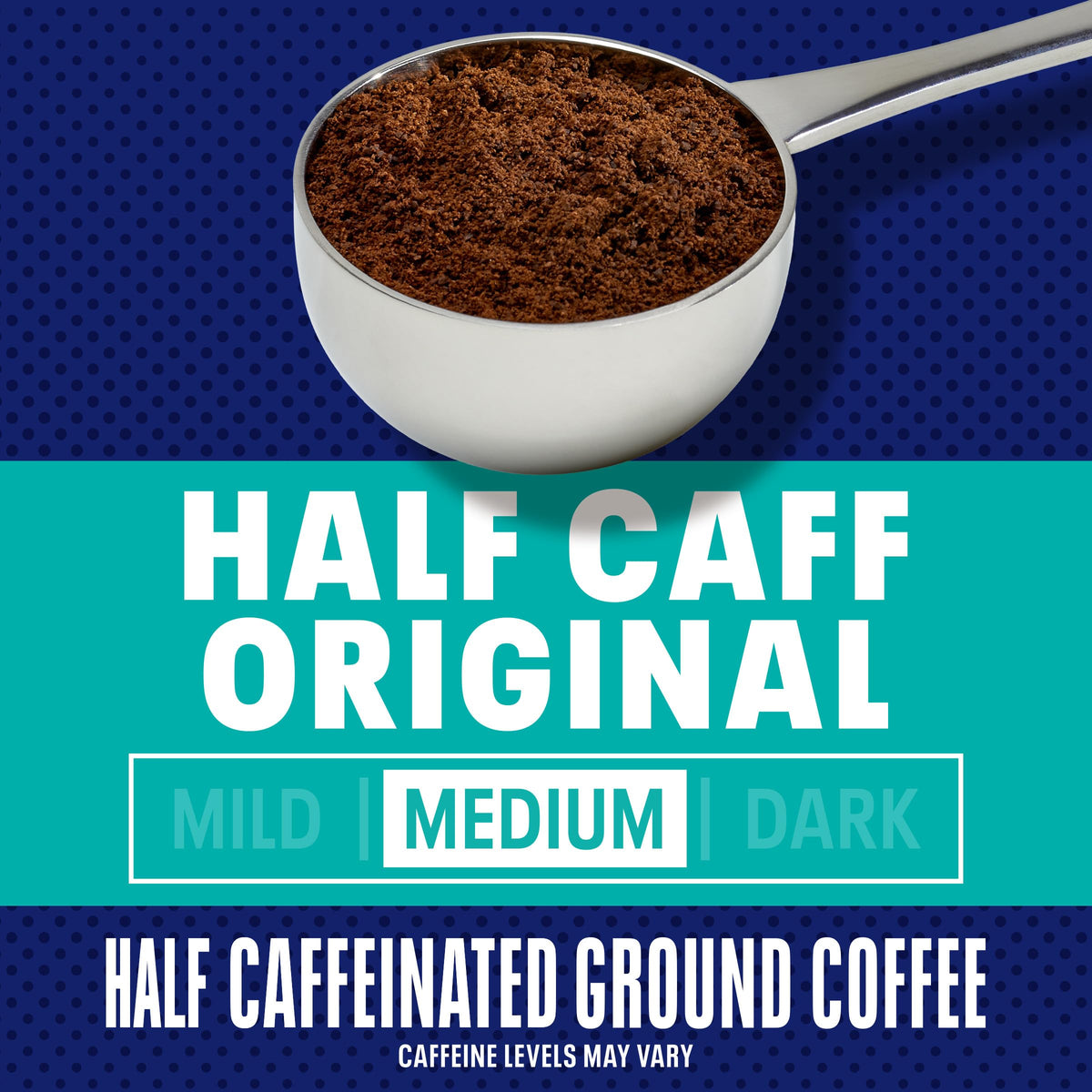 Ground Maxwell House Half Caff coffee ready for a balanced cup.