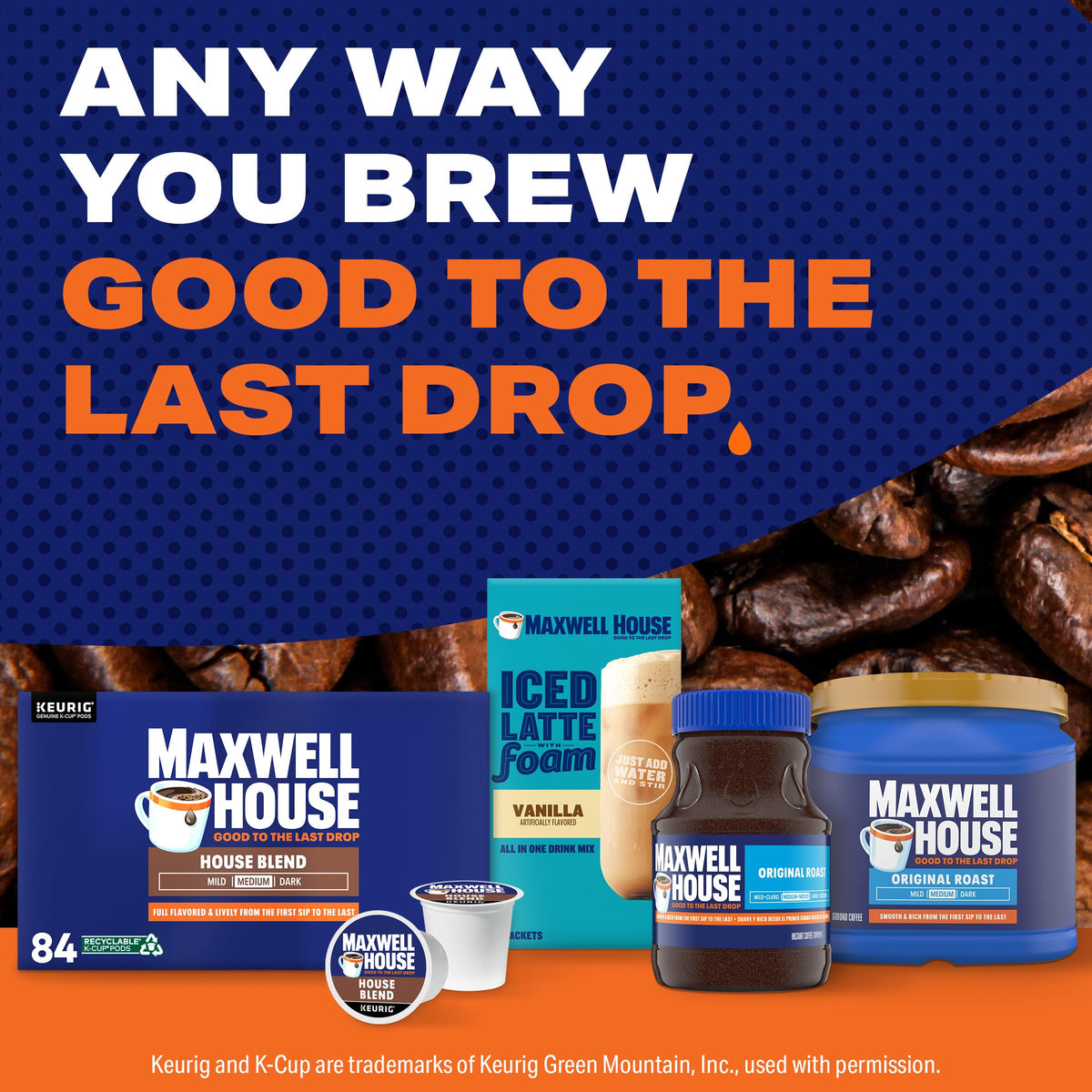 Morning break moment with Maxwell House House Blend to reset.