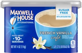 Maxwell House International French Vanilla Sugar Free pour into mug, effortless preparation