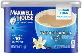 Maxwell House International French Vanilla Sugar Free pour into mug, effortless preparation