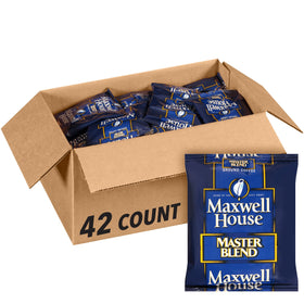 MAXWELL HOUSE Master Blend ground coffee 42-pack, ideal bulk supply for cafes and offices.