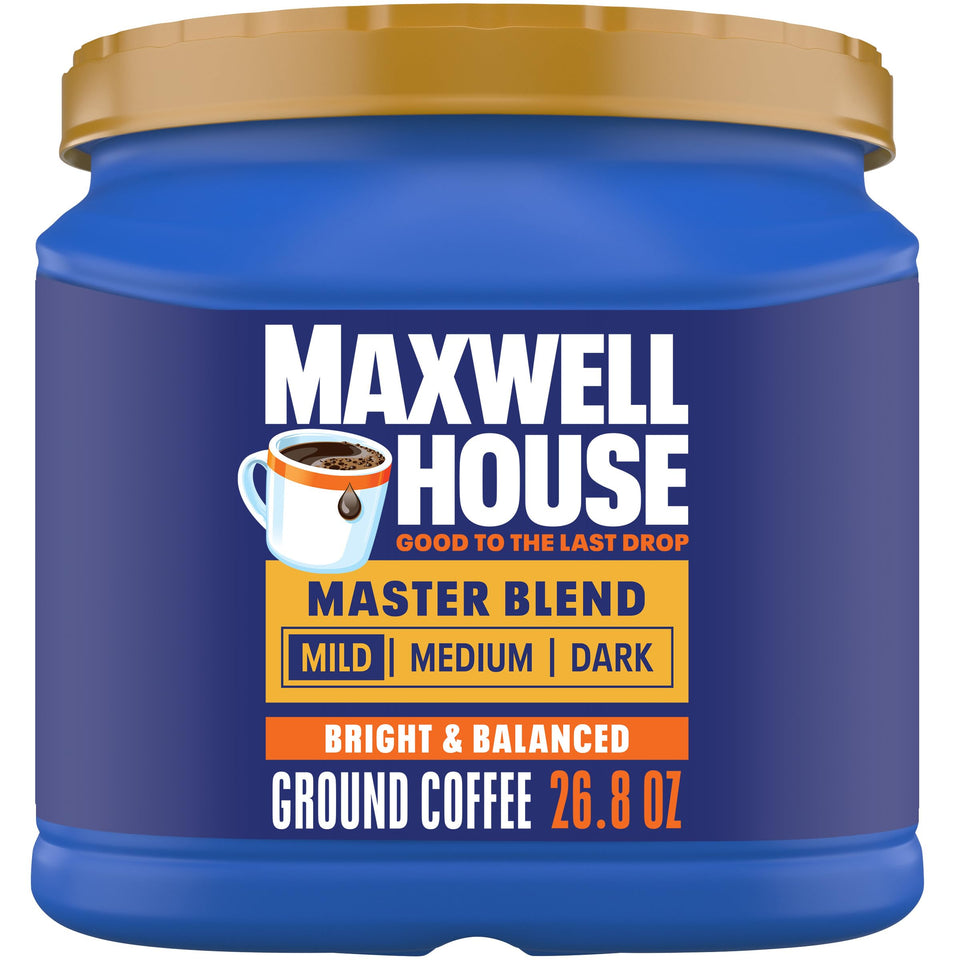 Maxwell House Master Blend canister front view offering consistent flavor for everyday moments