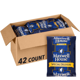 MAXWELL HOUSE Special Delivery ground coffee packets for quick, consistent brewing.