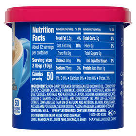 Milk being poured into MAXWELL HOUSE sugar-free French Vanilla mug.