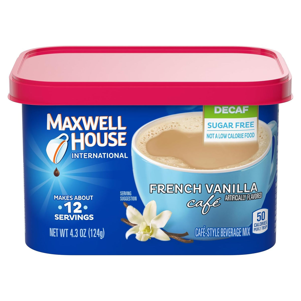 Maxwell House Suisse Mocha sugar-free decaf provides a velvety chocolate coffee experience.