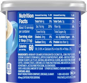 Maxwell House Sugar Free Vanilla creamer option adds smooth flavor to coffee