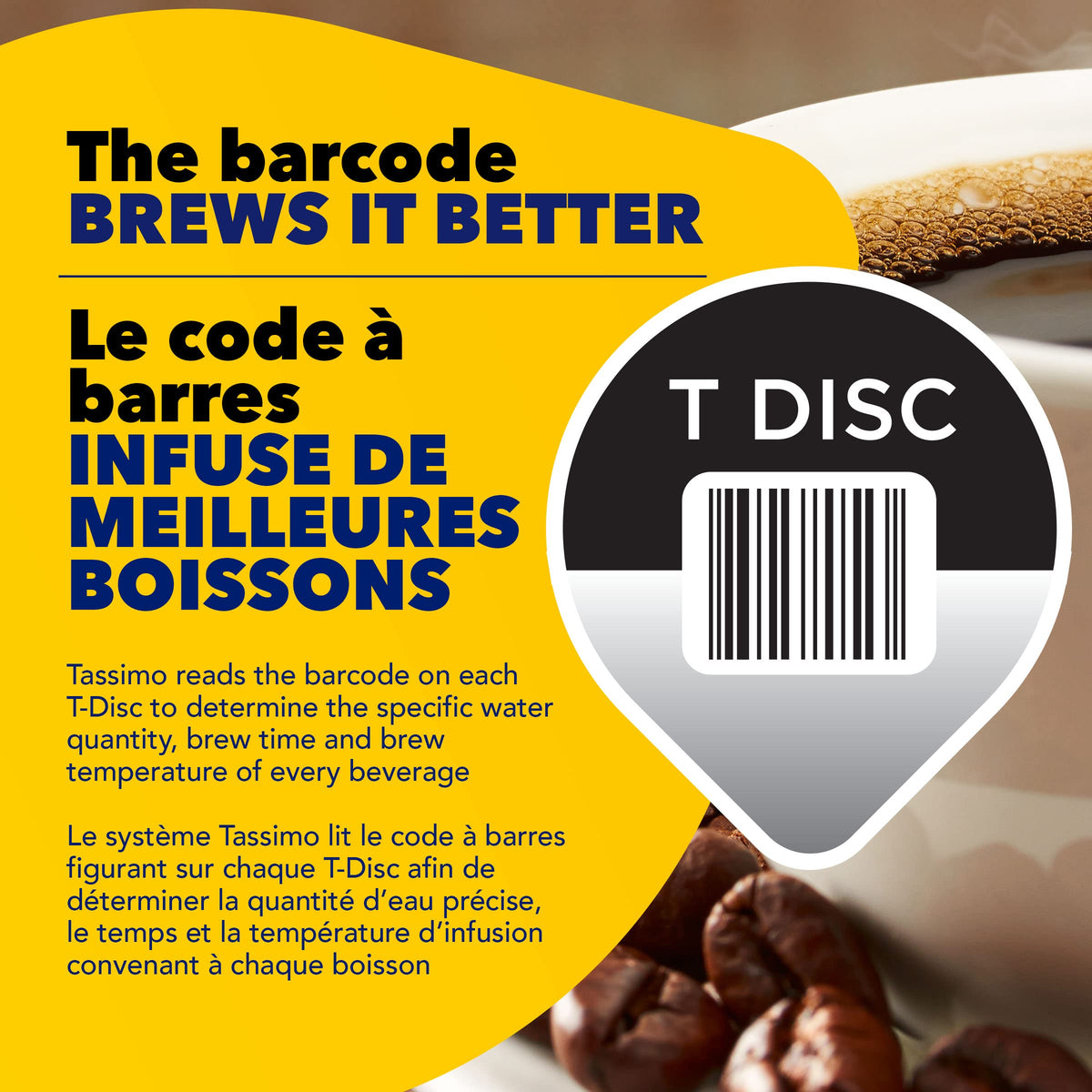 Canadian import label on MAXWELL HOUSE Tassimo Morning Blend packaging signals origin.