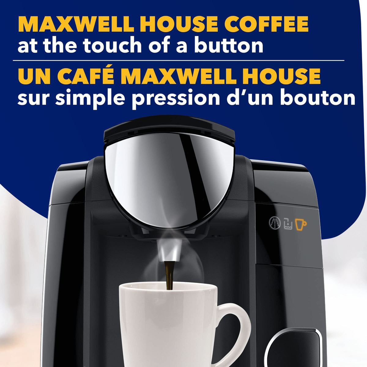 Box of MAXWELL HOUSE Tassimo Morning Blend T-Discs highlights convenient single-serve packaging.