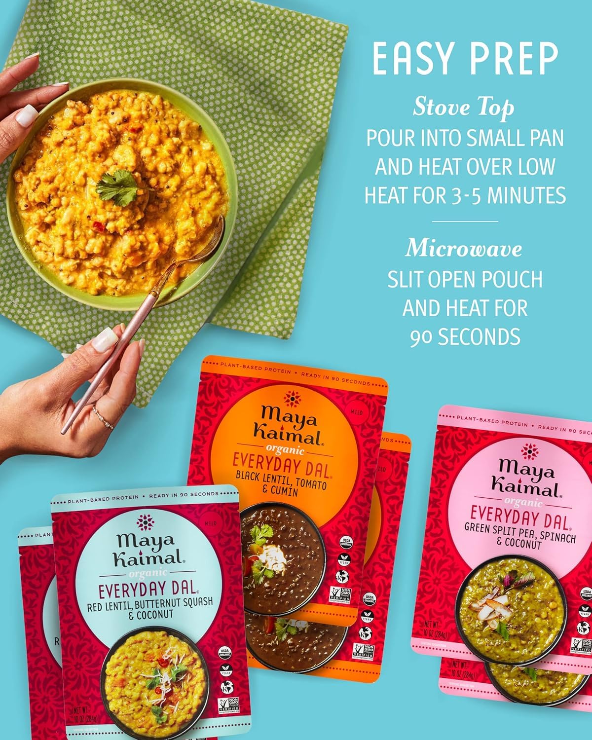 Maya Kaimal Black Lentil Dal pouch offers hearty flavor for dinners