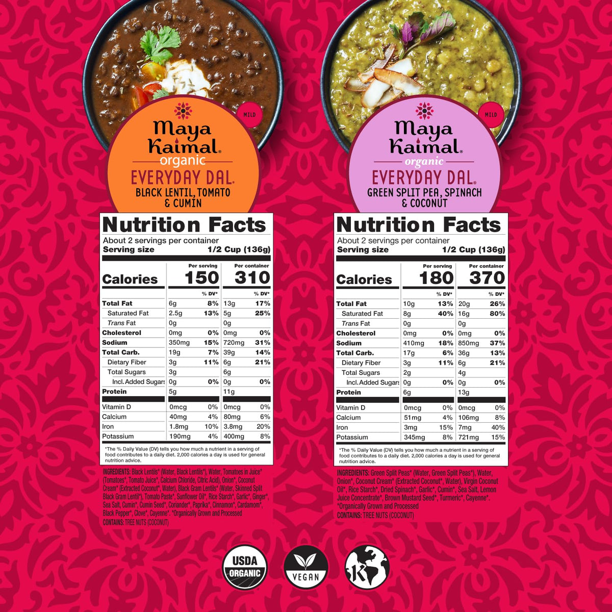 Maya Kaimal Everyday Dal green split pea dal pouch, convenient and nourishing.