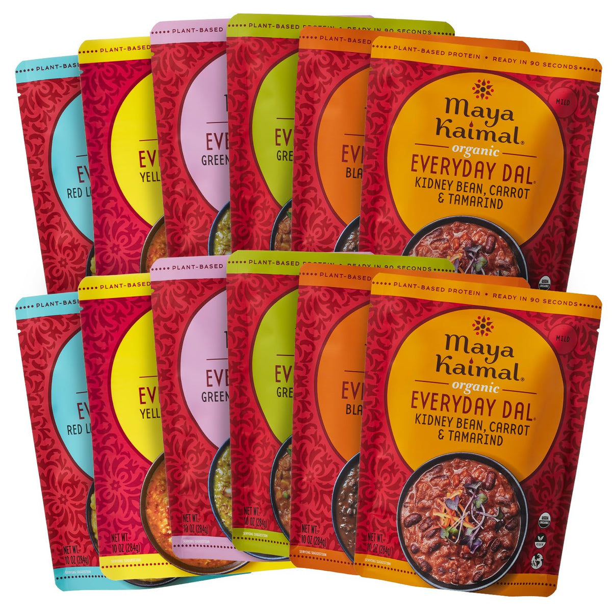 Maya Kaimal Everyday Dal pack overview highlighting convenient, ready-to-eat meals.
