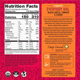 Maya Kaimal organic dal microwavable 10oz pack, ready in minutes.