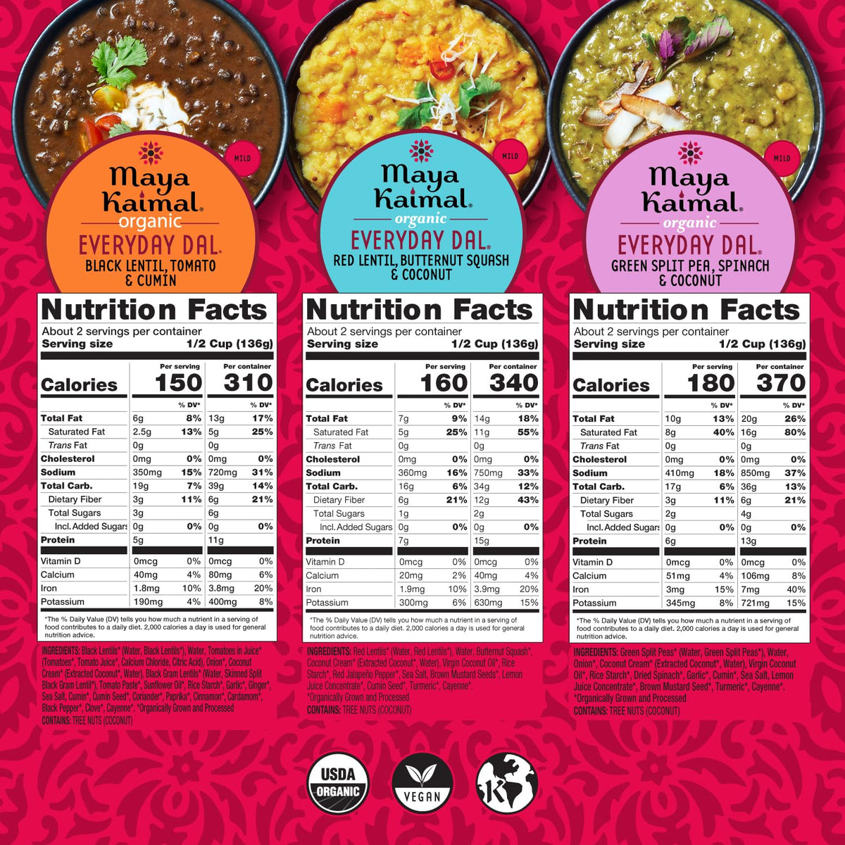 Maya Kaimal Red Lentil Dal pouch provides a quick, protein-rich base