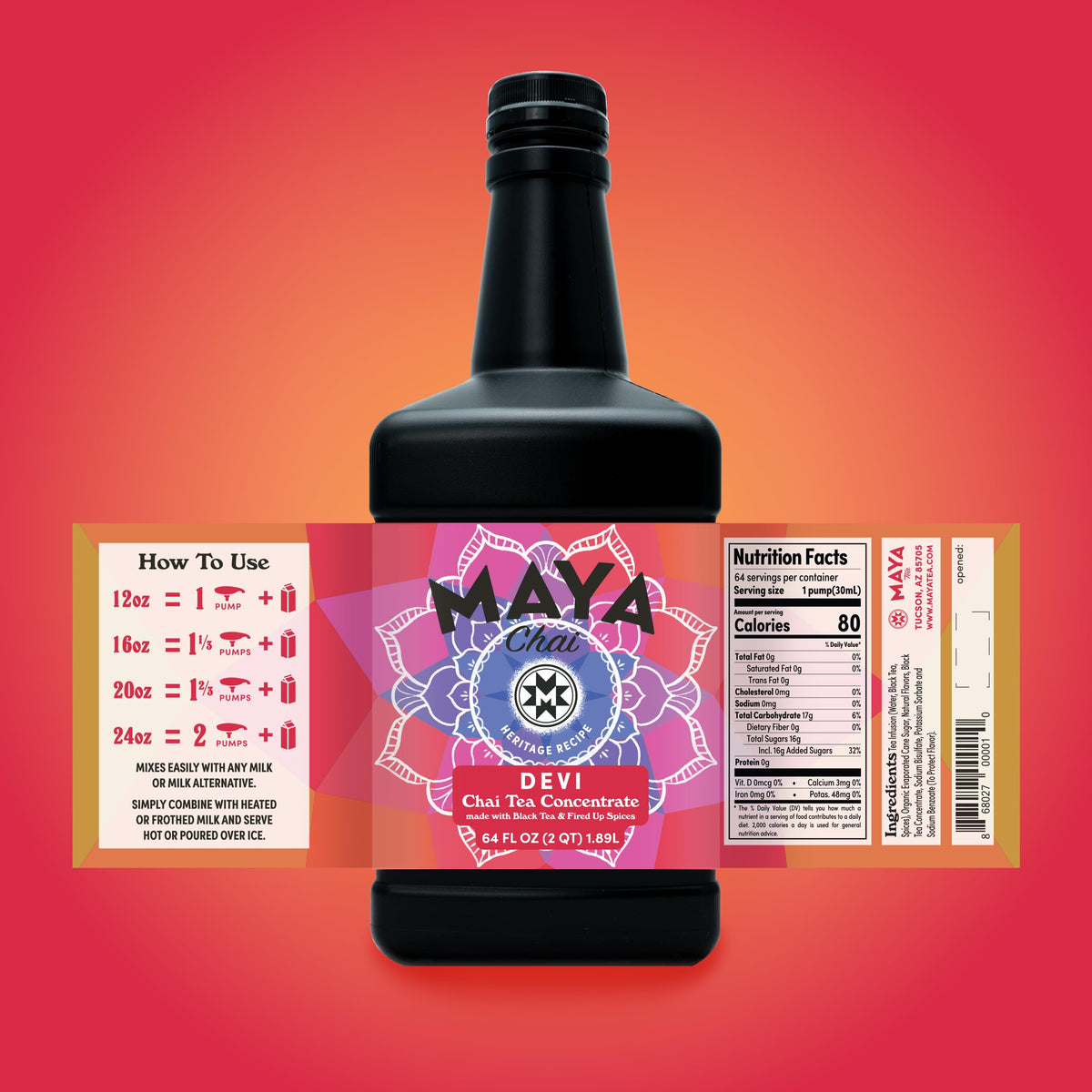 Iced latte made with Maya Tea Devi Extra Spice concentrate