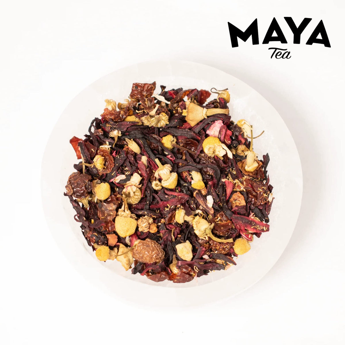 Maya Tea soy-based mesh bag, pure flavor without metal staples.