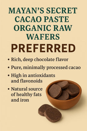 Mayan's Secret wafers in a smoothie glass add natural cocoa flavor.