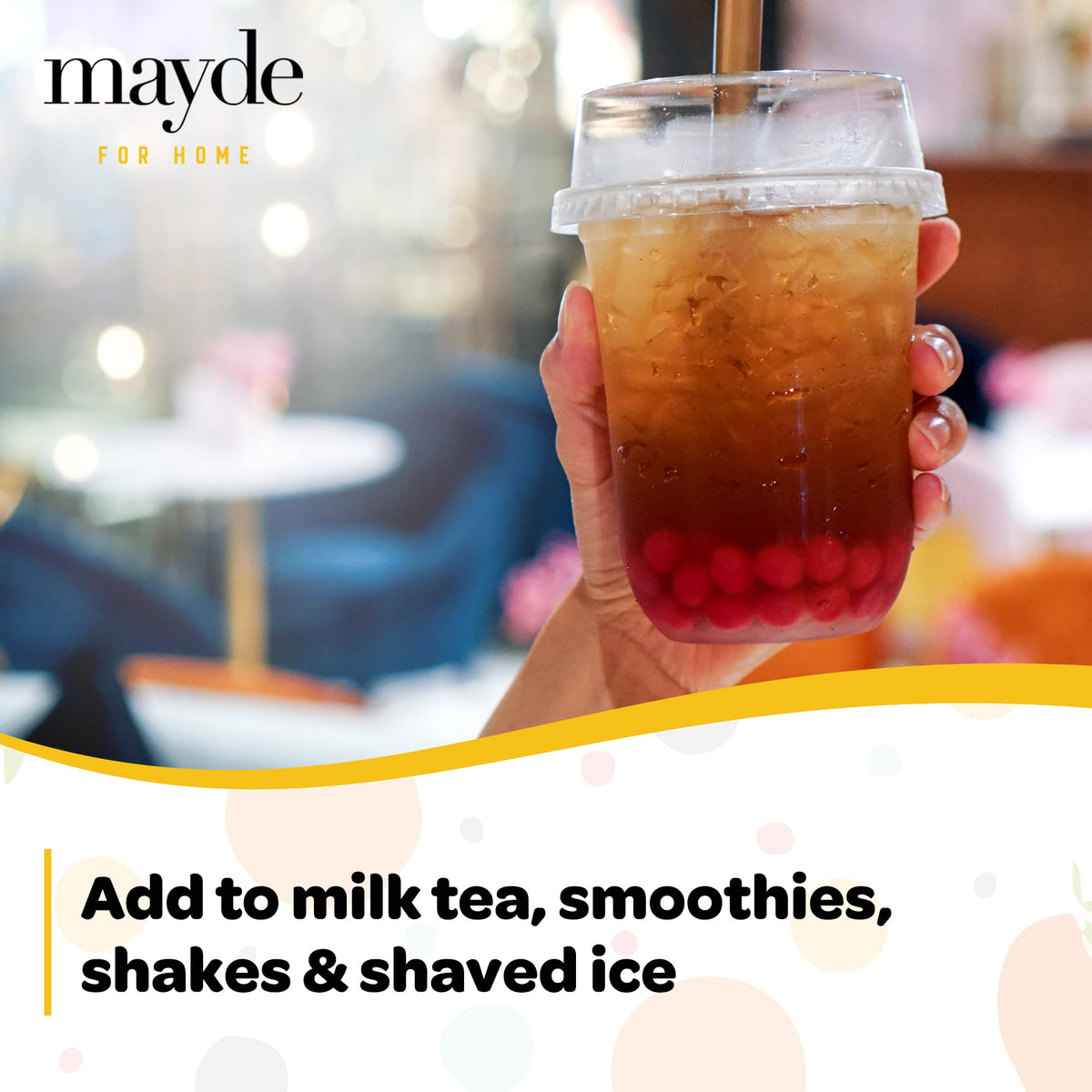 Mayde passion fruit bowl with popping pearls for dessert toppings