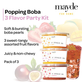 Mayde Strawberry Popping Boba Pearls with fruity juice bursts for bubble tea.