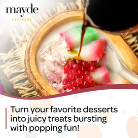 Mayde jar with popping boba pearls ready for quick tea mix-ins.