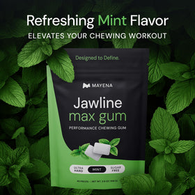 Mayena Jawline Max mint gum packaging on display