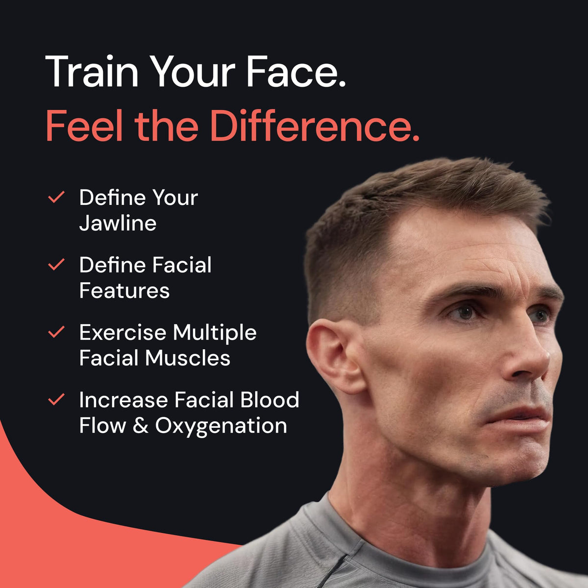 Mayena Jawline Max Gum Watermelon in-action demonstrates portable jaw training.