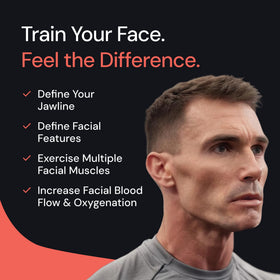 Mayena Jawline Max Gum Watermelon in-action demonstrates portable jaw training.