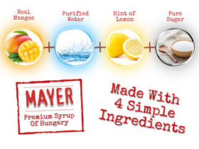 Mayer Mango Syrup ready to blend into smoothies for tropical sweetness.