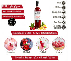Mayer Raspberry Syrup in a crafted cocktail with berries