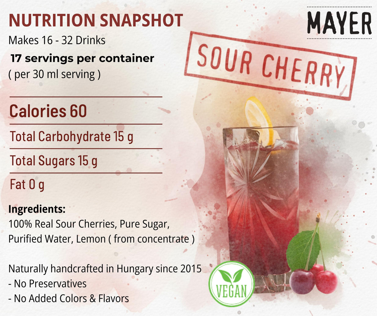 Mayer Sour Cherry Syrup as cocktail mixer in refined drinks.