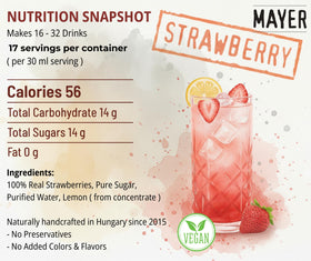 Mayer Strawberry Syrup in a cocktail glass reveals versatile flavor.